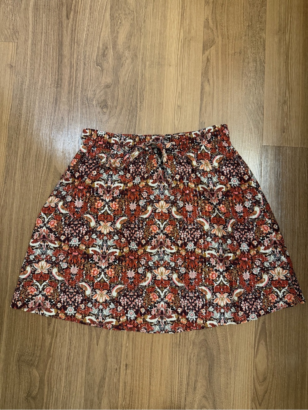 LOFT Elastic Waist Floral Jacquard Skirt